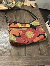 DANNY K Beverly Hills Black Green Orange Red Floral Tapestry Adjustable Purse US
