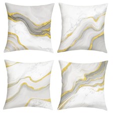 Beige Grey Gold Marble Throw Pillow Covers 18x18 Inch Set of 4 Modern Abstract