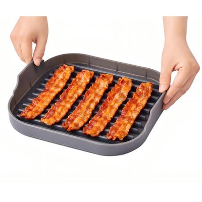 Silicone Microwave Bacon Cooker Large Tray Kitchen Breakfast Tool Grey Maker