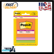 Post-it Super Sticky Notes, 3 Sticky Note Pads, 3 x 3 in., School Supplies for S