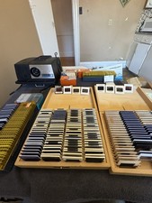 Vintage Airequipt SMF Slide Projector & Professional Photographer 35mm Slide Lot