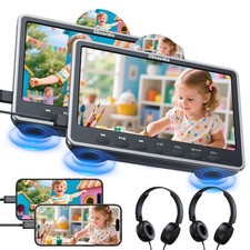 2x 12" IPS Car Headrest Monitor TV Portable DVD Media Player USB SD MP4 Headsets