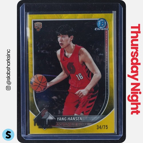 2025 BOWMAN #BCV-16 YANG HANSEN CHROME YELLOW WAVE REFRACTOR RC ROOKIE /75