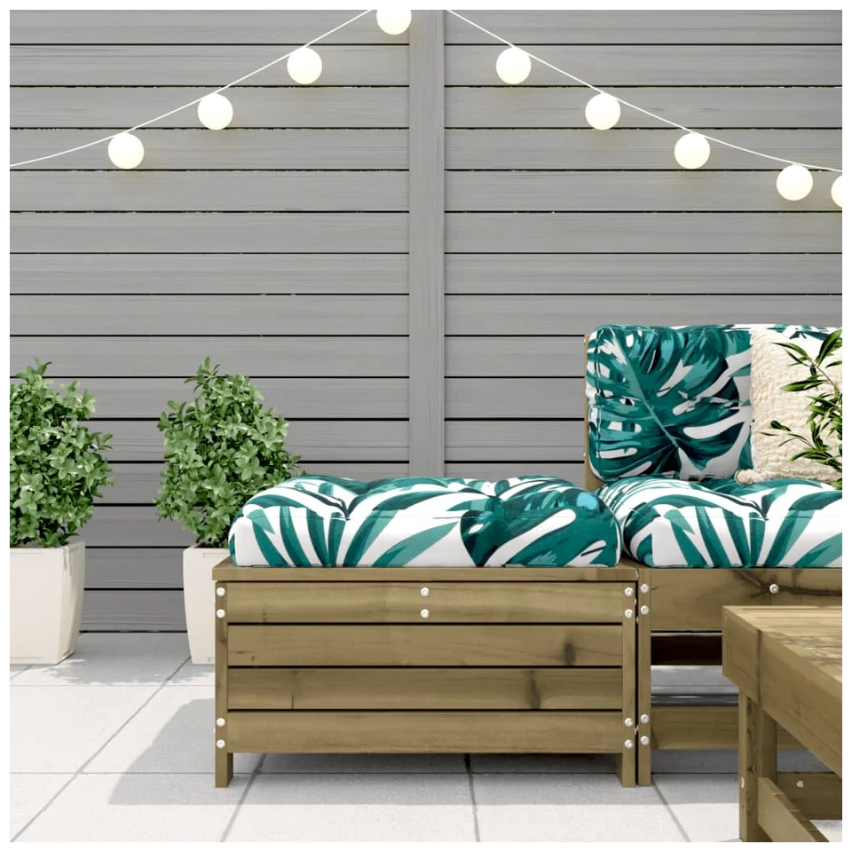 Garden Footstool Leaf Cushion 62x63.5x32cm Vacuum Treated Pinewood Ottoman Seat - Image 3 of 4