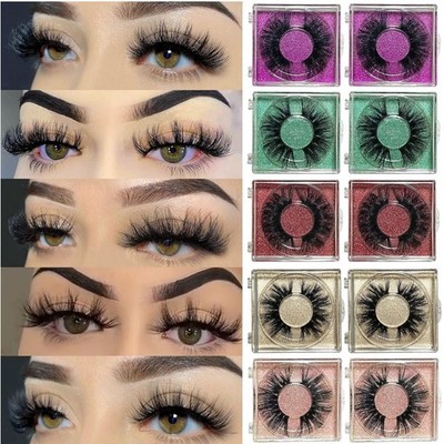 Mink Lashes Bulk 10 Pack False Eyelashes, 18-22MM Real Mink EyeLashes, Thick ...