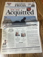 1999 FEBRUARY 13 ASBURY PARK PRESS NEWSPAPER - BILL CLINTON ACQUITTED