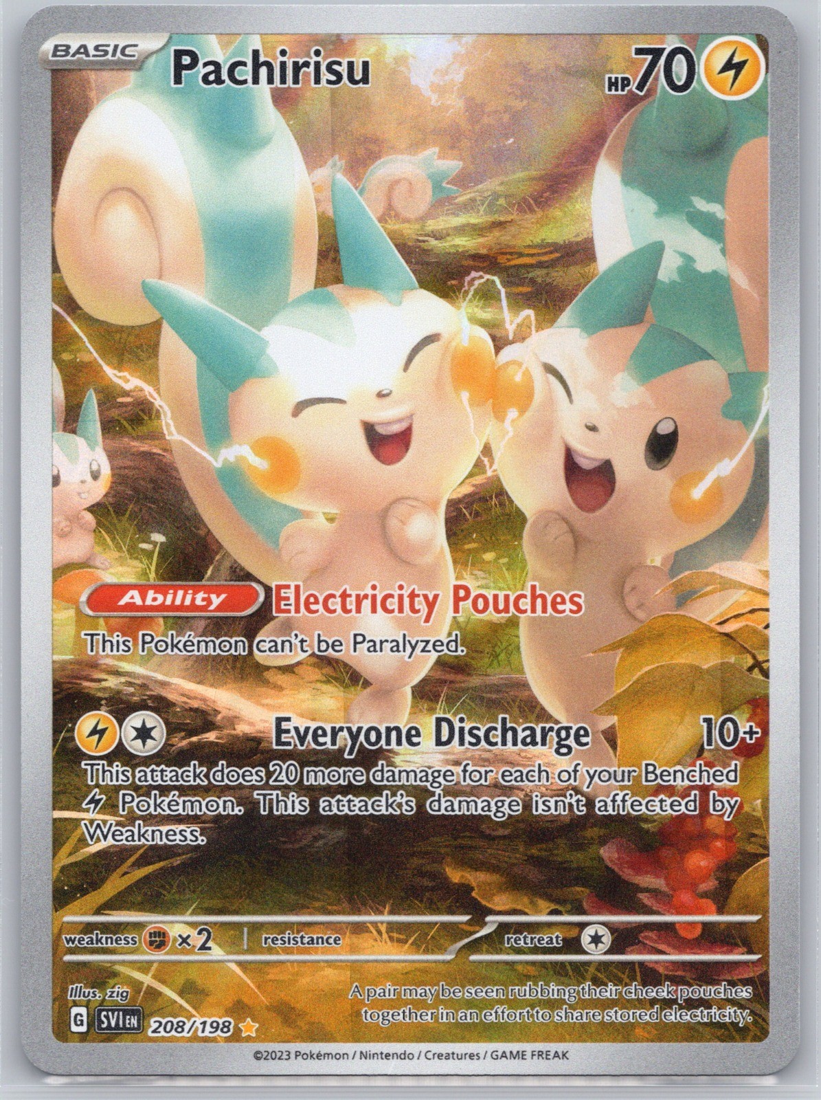 Pachirisu Holo 208/198 Illustration Rare SV01: Scarlet & Violet Base Set zig NM