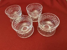 Waterford Crystal Tyrone Footed Dessert Bowls Set Of 4 Excellent Signed preowned