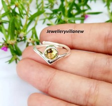 Adjustable Citrine Ring, 925 Sterling Silver, Handmade Ring, Gemstone , All Size