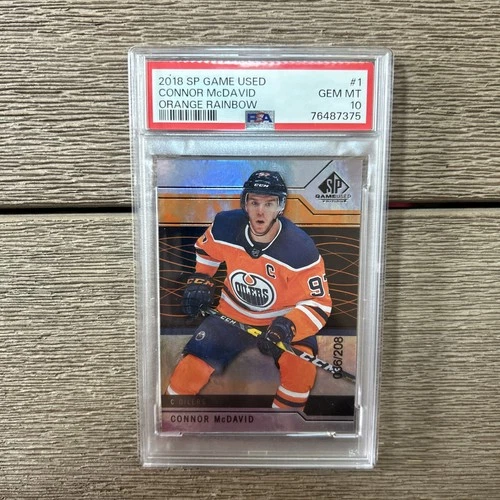 2018-19 Upper Deck SP Game Used - Connor McDavid #1 Orange Rainbow /208 PSA 10
