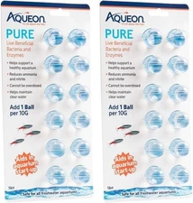 Pack of 2 Aqueon Pure Live Beneficial Bacteria & Enzymes for Aquarium 12 Pcs