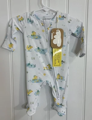 Angel Dear Frog and Duck Pond Bamboo 2-Way Zipper Footie Pajamas Newborn NWT - Image 1 of 4