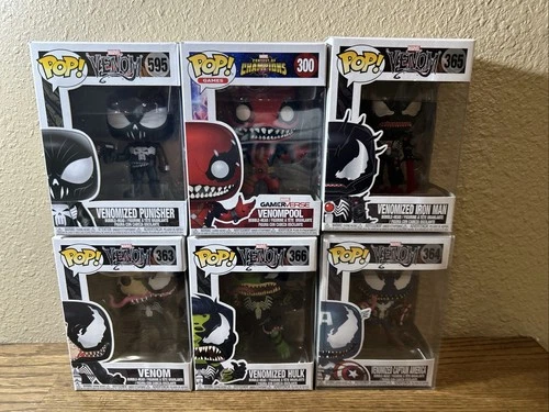 Funko Pop Lot Of 6 VENOMIZED punisher venom Hulk, Iron Man, Captain America,