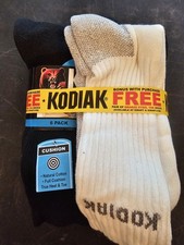 Kodiak Mens Sock 6 Pak w/ Extra Pair Size 7-11 Cushion Crew Black 7 Pair Total