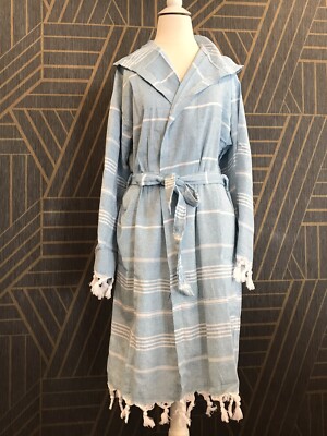 Premium Quality Turkish Towel Hooded Robe Cotton Beach Towel Lounging Robe S-M-L