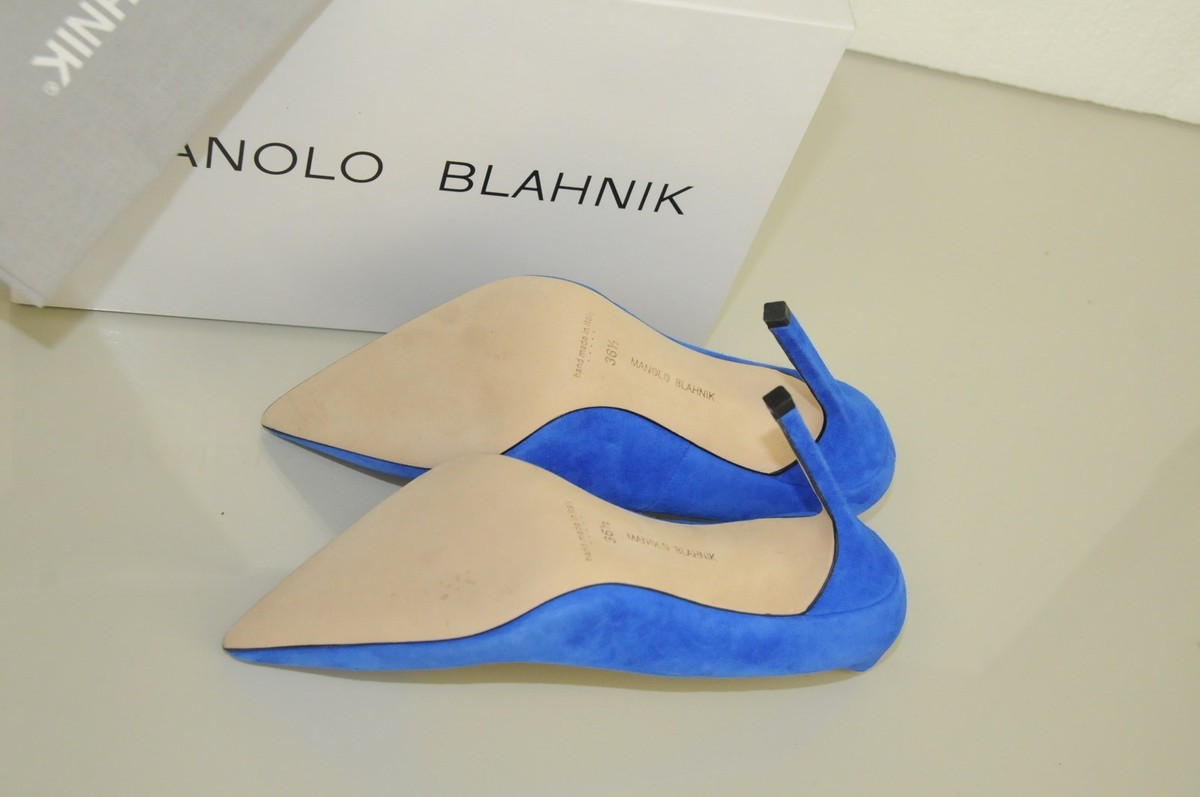 Chaussures Talons Manolo Blahnik BB 105 - Daim Bleu Royal - Pointure 41,5 - Neuf Avec Boîte