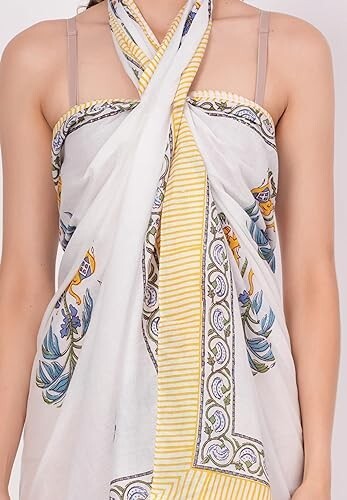 Indian Floral Print Cotton Sarong Boho Soft Summer Swimwear Bikini Cover Up Wrap - Picture 1 of 8