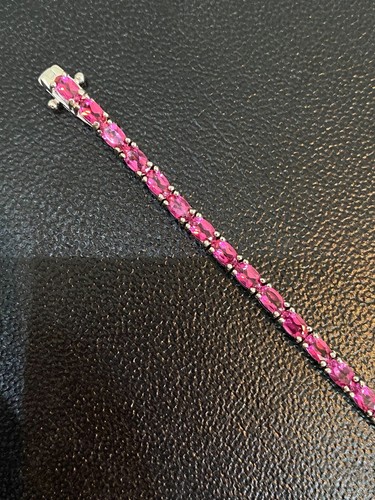 NATURAL PINK TOPAZ 5X3 STERLING SILVER 925 BRACELET - 第 6/7 張圖片