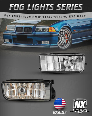 Fog Lights For 1992-1999 BMW 3 Series E36 M3 Front Bumper Driving Lamp Clear Len
