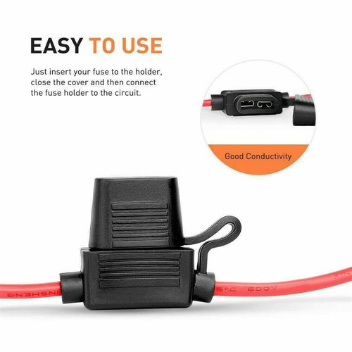 x5 14 AWG In-Line Blade Fuse Holder ATC ATO Waterproof CAR TRUCK TRACTOR BOAT - Foto 5 di 10