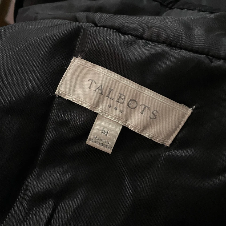 Talbots Womens Vest Sz M Black White Side Stripe Quilted Zip Front Lighweight - Image 3 of 4