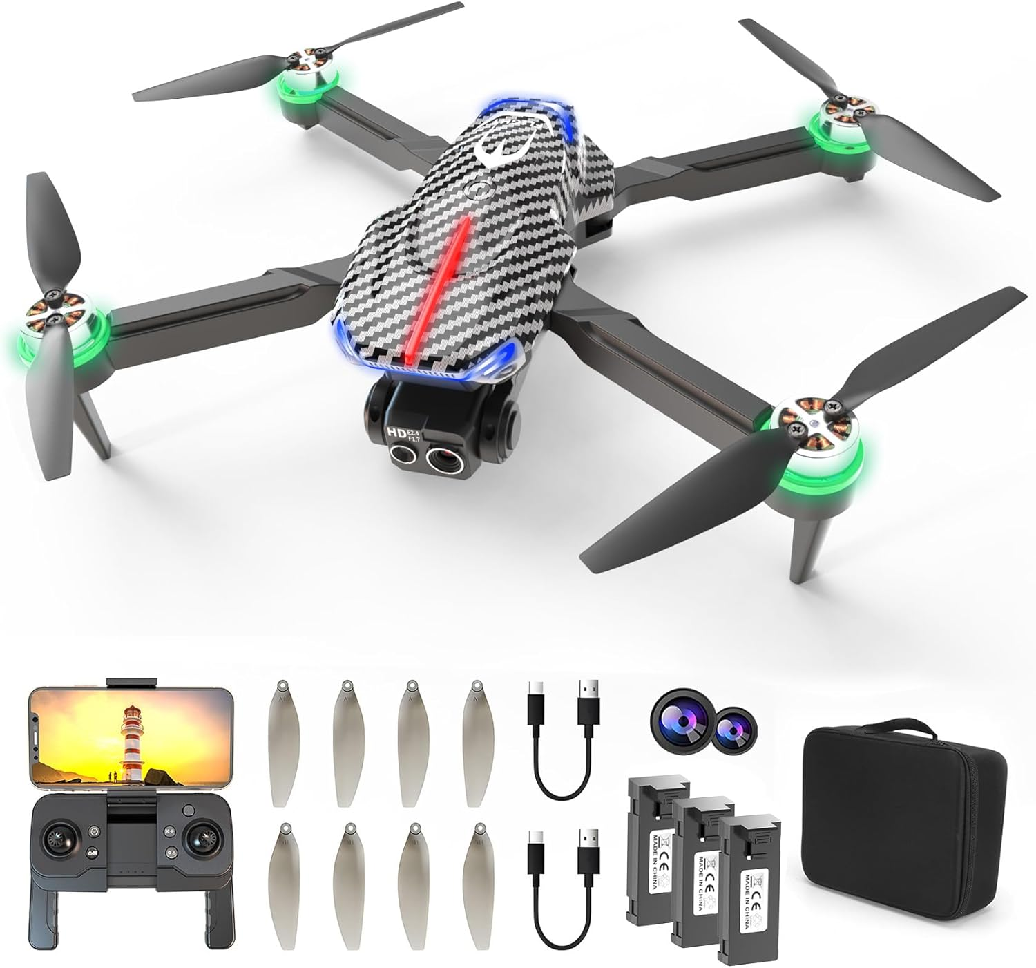 4K FPV Foldable Drone with Dual HD Cameras & Brushless Motor-image