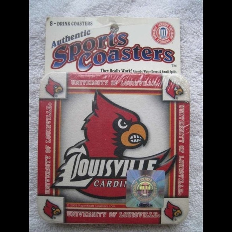 8 Louisville Cardinals Authentic Drink Coasters Collegiate Sports Teams Red Bird