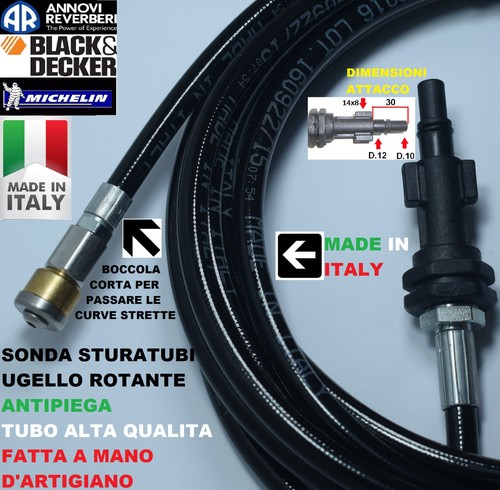 Sonda Sturatubi Black+Decker Per Idropulitrici 10m - Accessorio Per Liberare Tubi Intasati Con Getto Alta Pressione - Foto 4