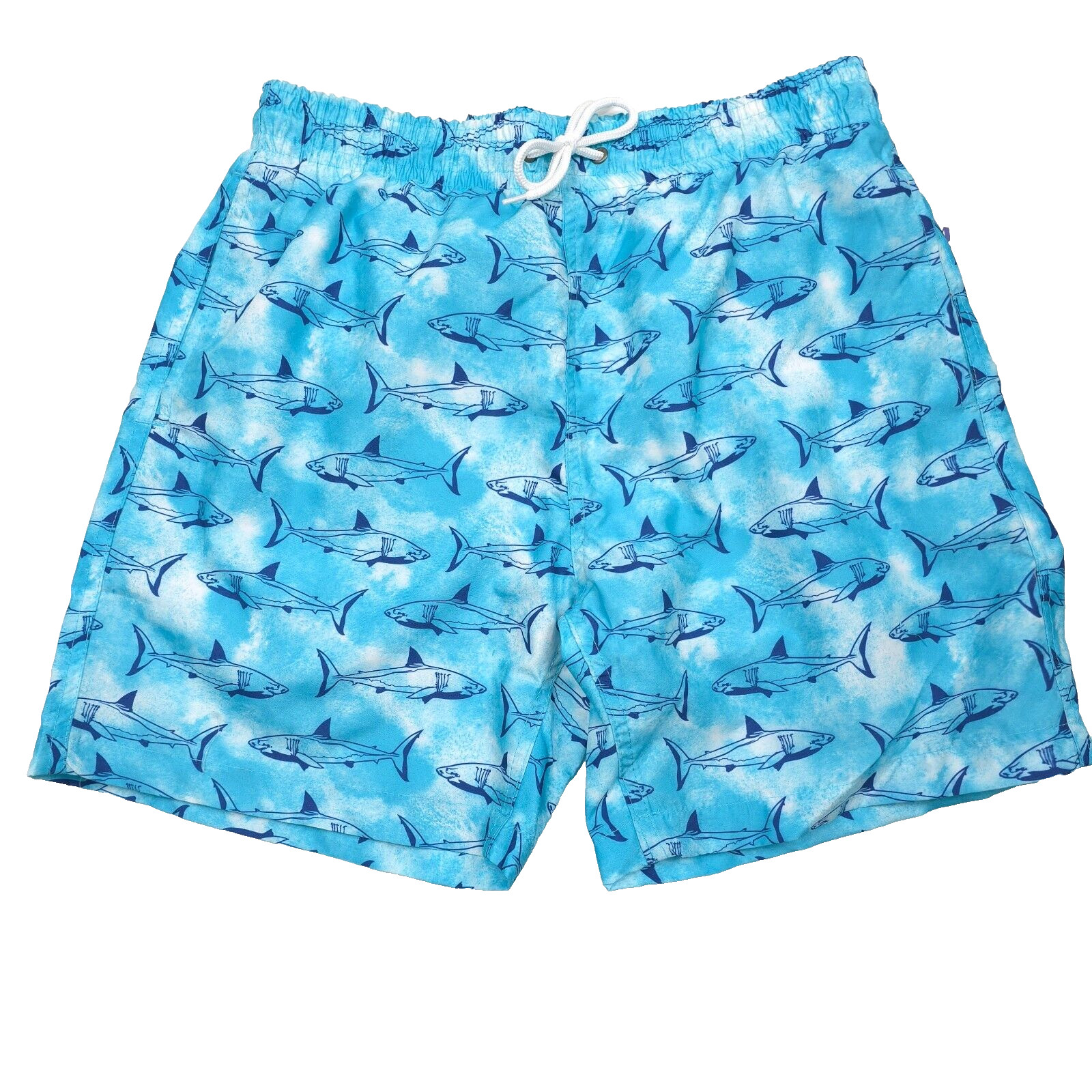 Surf - Swim Co Trunks School Of Sharks Blue Swim Trunk Shorts Mens Size Medium