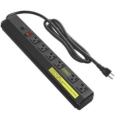 Heavy Duty Metal Power Strip 20 Amp, High Amp Surge Protector 6 Outlet, 20A