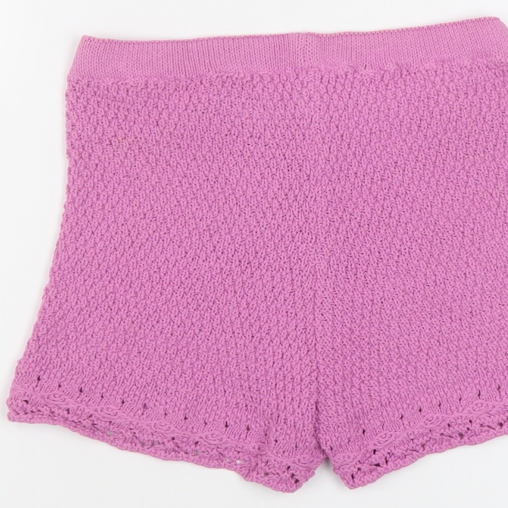 Pull&Bear Womens Purple Acrylic Basic Shorts Size… - image 4