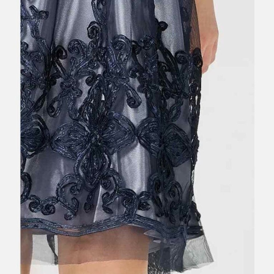 SL Fashions Illusion SoutacheTrim Navy Party Dress Size 14 eBay