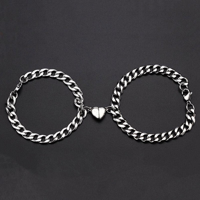 Partnerarmbänder Edelstahl Mit Magnet – Verstell Produktbild-Vorschau 2