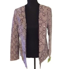 Chi By Falchi Purple/cream 100% leather Snake Print Button Up Jacket Medium Nwt