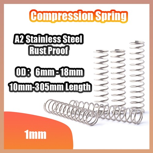 1mm A2 Stainless Steel Compression Spring 6-18mm OD 10-305mm Length Rust Proof - Picture 1 of 8