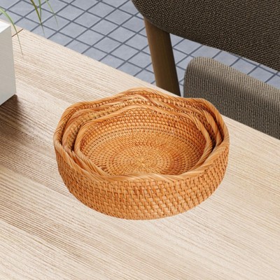 3 x Rattan-Obstkorb, Obstaufbewahrungshalter für Tee, Bauernhaus,