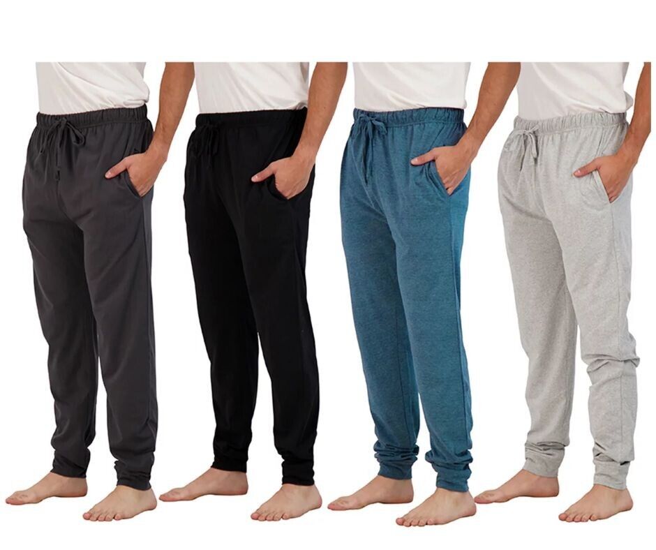 【ROMANTIC CROWN】RELAX POCKET PANTS★ 4-Pack} Men's Cotton Lounge Jogger Pants with Pockets (S-3XL