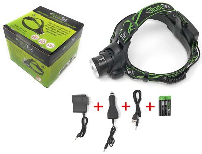 LED Headlamp, 3 Light Modes, Zoom, Waterproof, Shockproof, Rechargeable