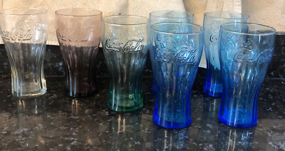 Coca Cola Beverages Glasses/tumblers 6'' Tall Mixed Colors Lot 7