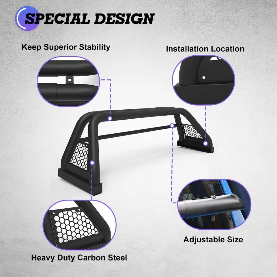 Barra deportiva antivuelco de acero para camioneta Dodge Ram1500/2500/3500 1994-2010 barra portaequipajes Foto 2 de 4