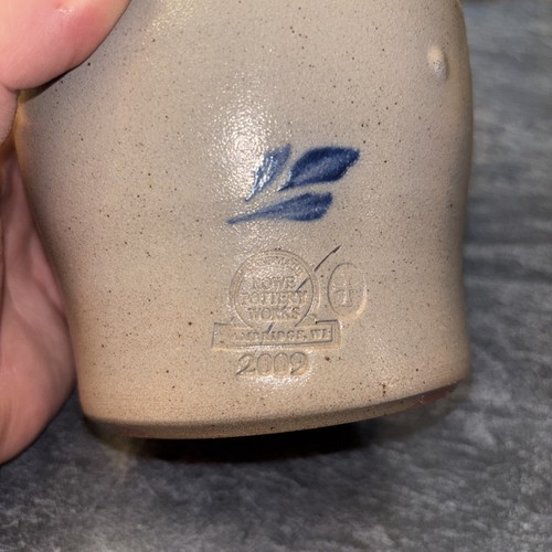 Vintage Rowe Pottery Works 2009 6.75" Salt Glaze Crock Highland, IL Illinois #X - Picture 18 of 19
