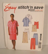 Easy Stitch 'n Save 4335 Shirt, Top, Dress & Pants Misses' 14-20 Pattern Uncut