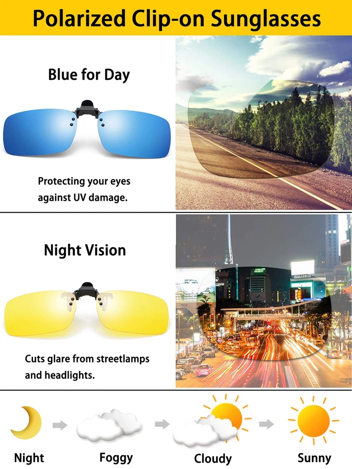 Photochromic Polarised Clip On Flip Sunglasses Pilot Polarized Fishing Eyewear - image 4 of 4