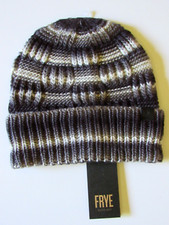 FRYE Womens Black/White/Multi Fold Cuffed Knit Beanie One Size