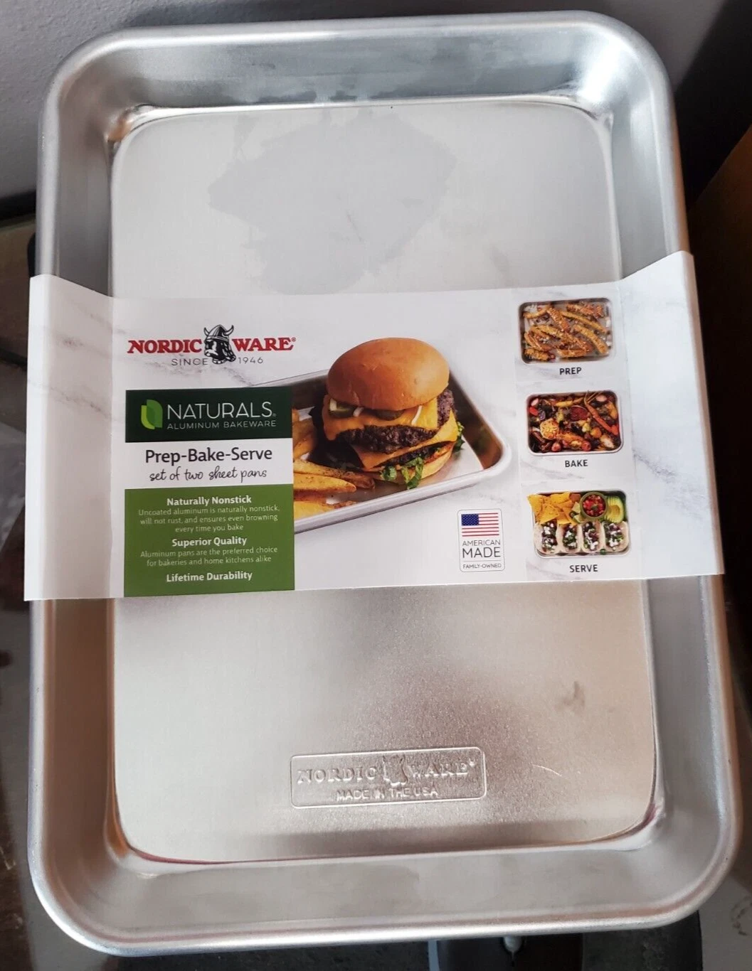 Nordic Ware Naturals Aluminum 1/6th Baking Sheet 2pk Set Silver 11.45X8.25"X1.4"
Opens in a new wind