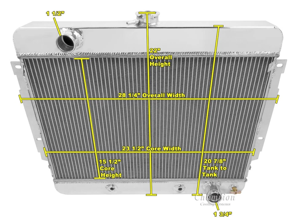 RADIADOR DE ALUMINIO CHAMPION 4 FILAS 1969 1970 CAPRICE IMPALA BEL AIR CHEVY GM CARS Foto 4 de 4