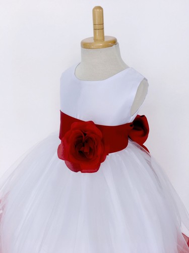 Flower Girl Dress Bridesmaid White Rose Petal Birthday Recital Pageant Easter 24 - 第 23/177 張圖片
