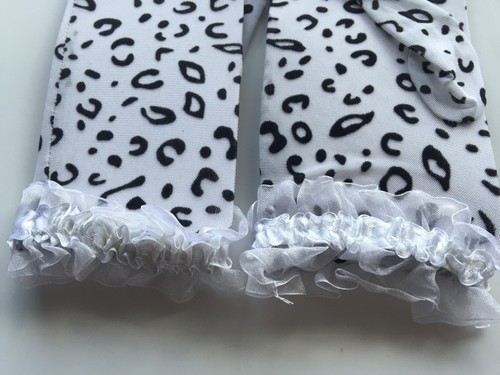 Women Lady Sexy Black White leopard print Lace Fancy Party short Costume Gloves  - Bild 8 von 15