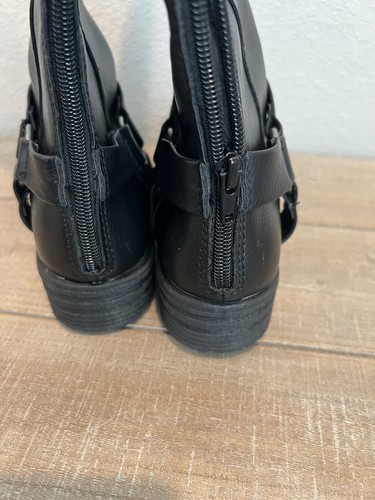 b.o.c. Born Black Faux Leather Tall Moto Boots Full Zip Size 6 Riding Boots READ - Picture 7 of 14