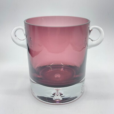 Krosno Poland Glass Ice Bucket Purple Block Crystal Bubble Stockholm SCRATCHED